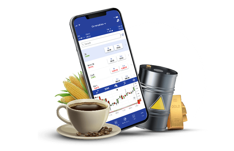 iPhone应用程序和咖啡、玉米、石油、黄金
